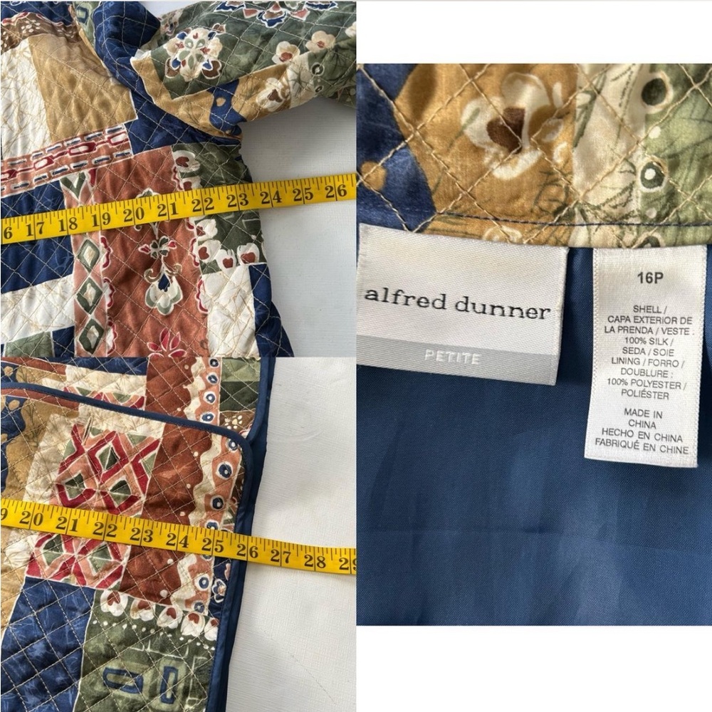 Vintage 1990s Alfred Dunner 100% SILK Patchwork quilted jacket size 16P. - Picture 8 of 8